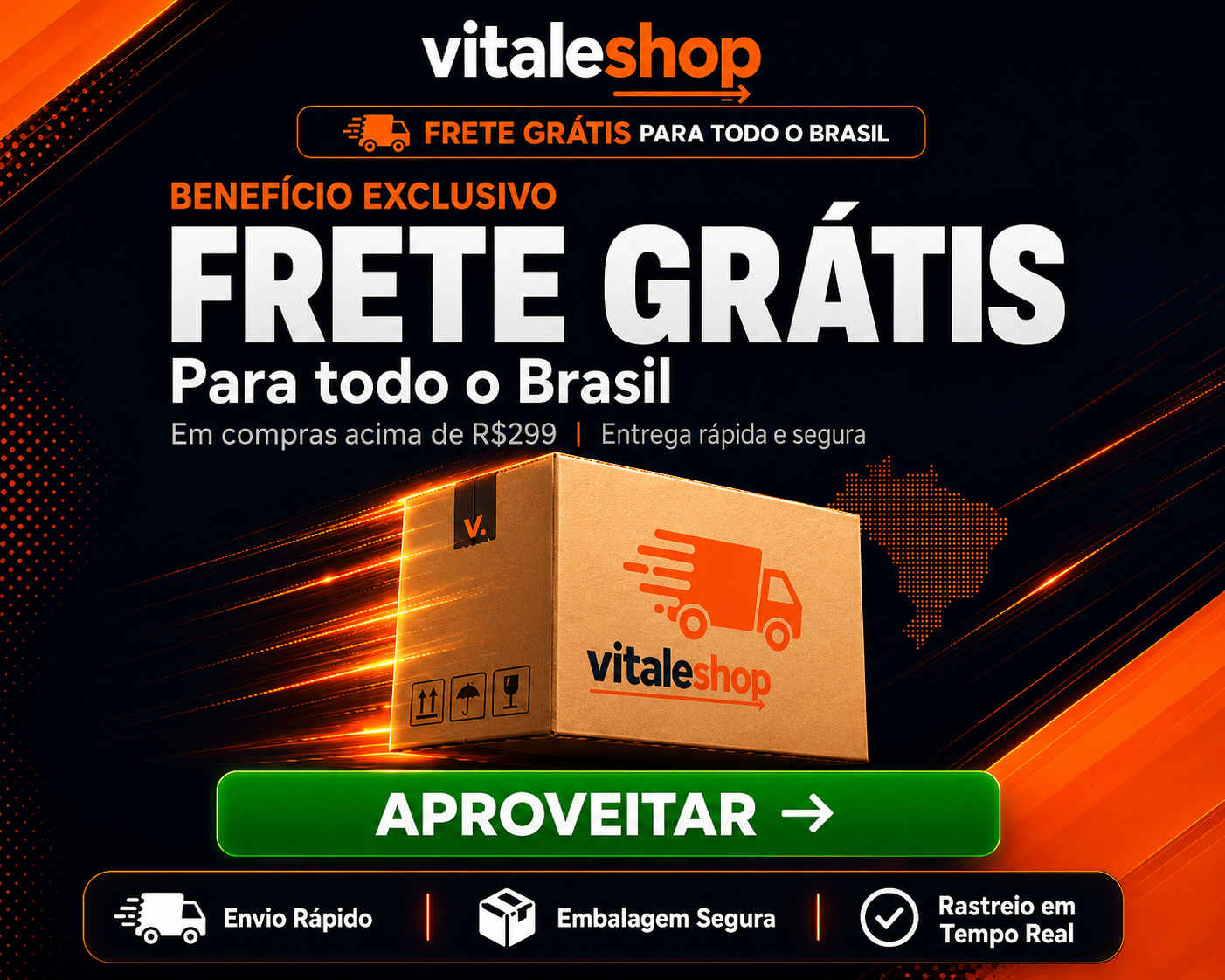 Frete grátis para todo o Brasil em compras acima de R$299