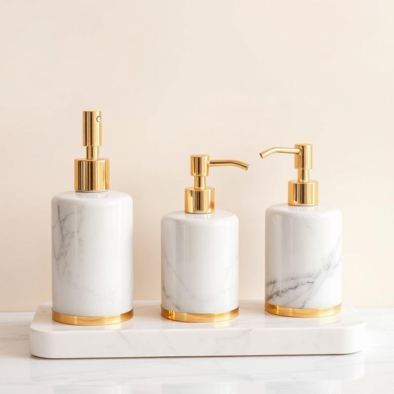 Kit Banheiro Mármore & Dourado
